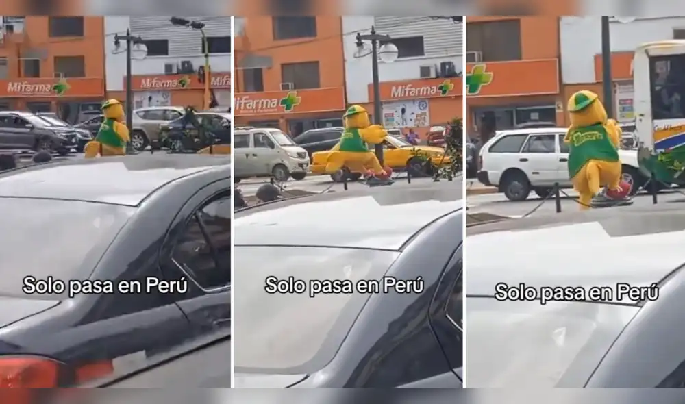 En Perú la mascota de la pollería no pasó desapercibida. Foto: composición LR/TikTok/@deglabech En Perú la mascota de la pollería no pasó desapercibida. Foto: composición LR/TikTok/@deglabech