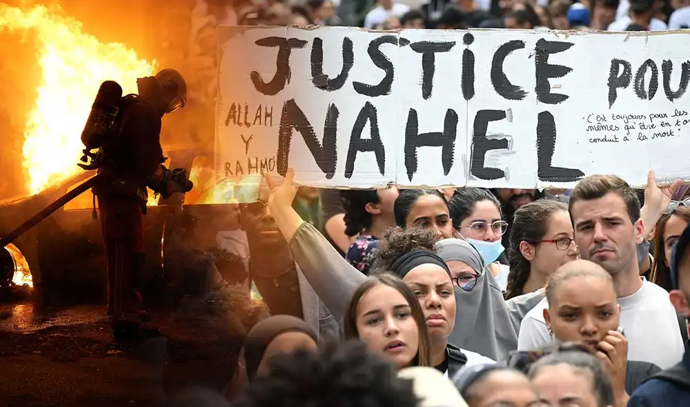 La madre de Nael unida a las protestas en contra del asesinato de su hijo por parte de la Policía de Francia. Foto: composición LR/AFP - Video: AFP La madre de Nael unida a las protestas en contra del asesinato de su hijo por parte de la Policía de Francia. Foto: composición LR/AFP - Video: AFP