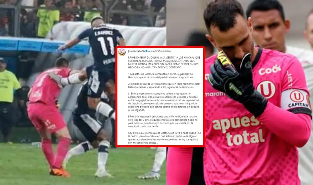 José Carvallo salió a pedir disculpas por las agresiones sucedidas en el Monumental. Foto: composición LR/Instagram/José Carvallo José Carvallo salió a pedir disculpas por las agresiones sucedidas en el Monumental. Foto: composición LR/Instagram/José Carvallo