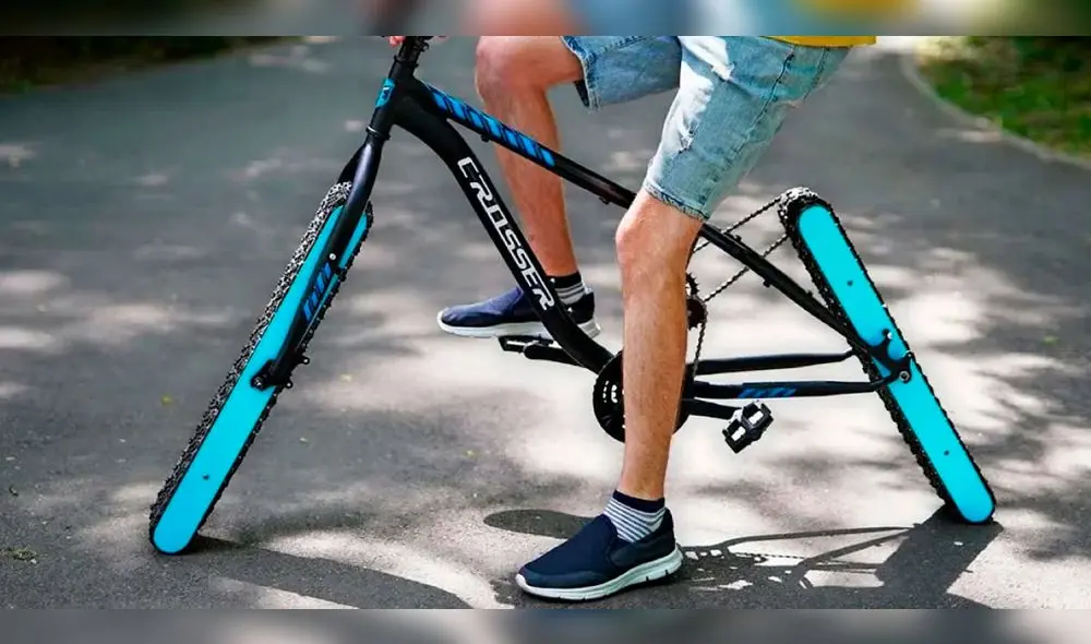 Así luce la bicicleta 'sin ruedas' creada por este inventor. Foto: The Q