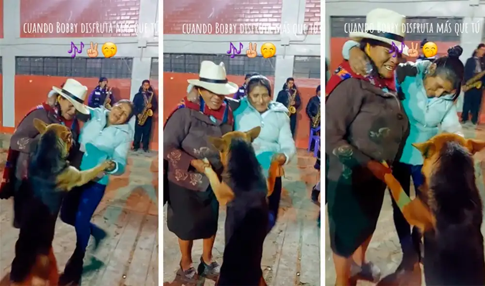 Las mujeres junto al perrito formaron un círculo para celebrar. Foto: composición LR / capturas de TikTok / @Macalefay