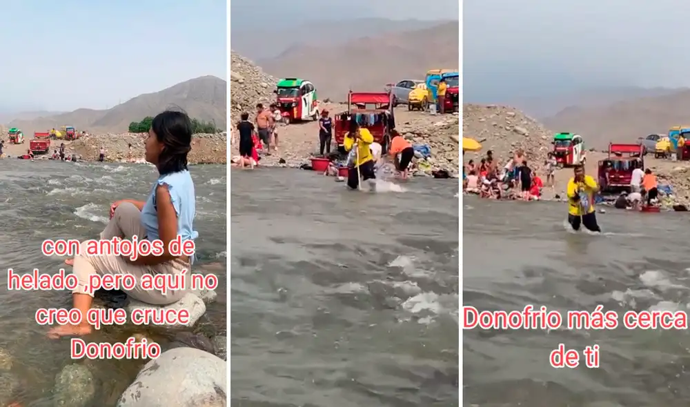 Al estilo de Moisés, heladero de D’Onofrio cruza el río con su 'báculo' de madera Al estilo de Moisés, heladero de D’Onofrio cruza el río con su 'báculo' de madera