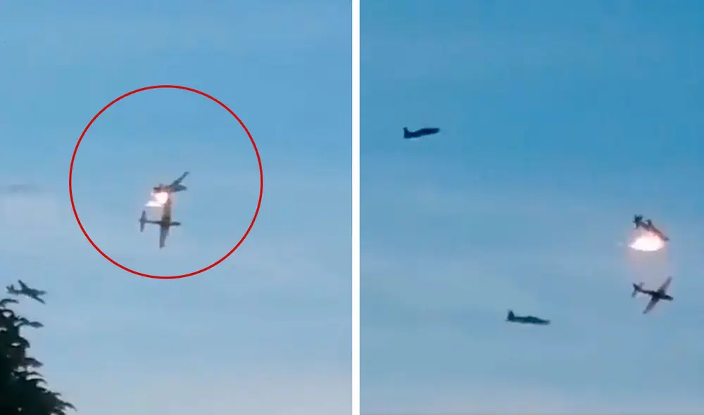 Las avionetas que colisionaron en Colombia le pertenecen a la Fuerza Aérea. Foto: composición LR/ captura @YaCelacanto/Twitter - Video: @Sepa_mass/Twitter Las avionetas que colisionaron en Colombia le pertenecen a la Fuerza Aérea. Foto: composición LR/ captura @YaCelacanto/Twitter - Video: @Sepa_mass/Twitter