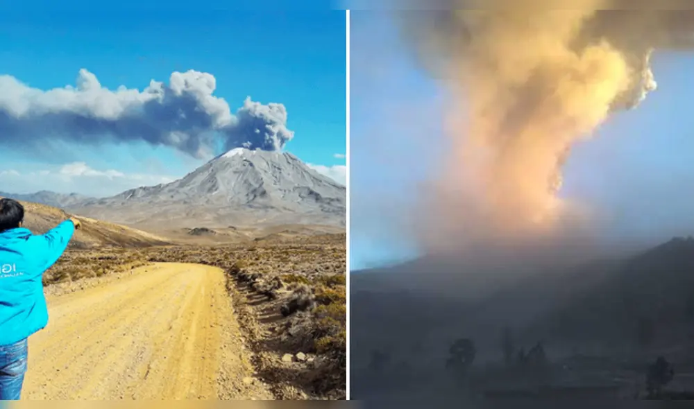 Explosión de gases tóxicos en el volcán Ubinas. Foto: composición LR/IGP