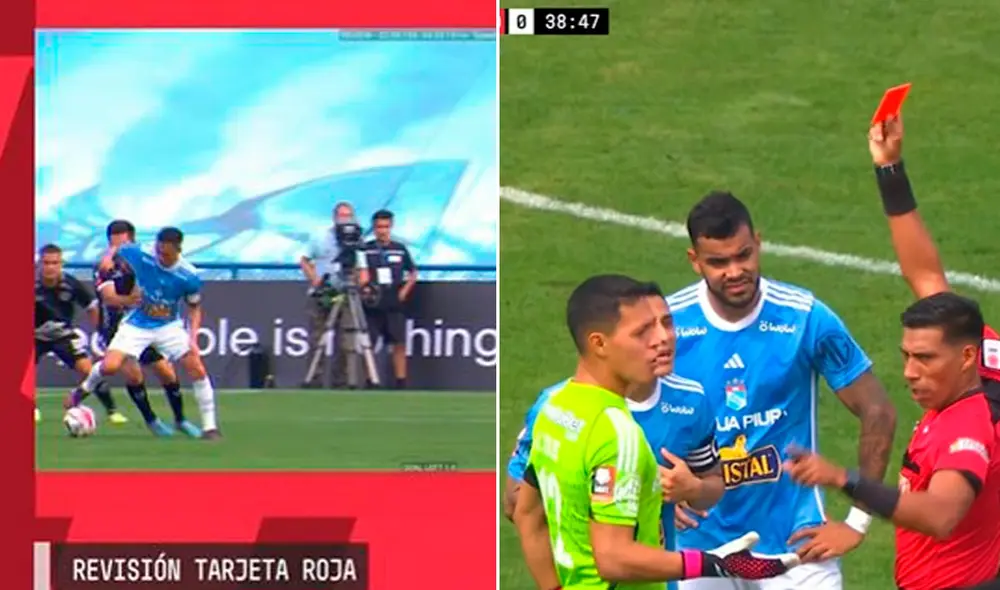 Yoshimar Yotún se ganó la cartulina roja tras revisión del VAR. Foto: Liga 1 Max