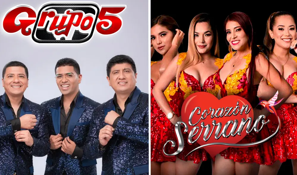 Conoce cuál es la agrupación con mayor número de oyentes en Perú, según IA. Foto: composición LR/Instagram/Facebook/Grupo 5/Corazón Serrano