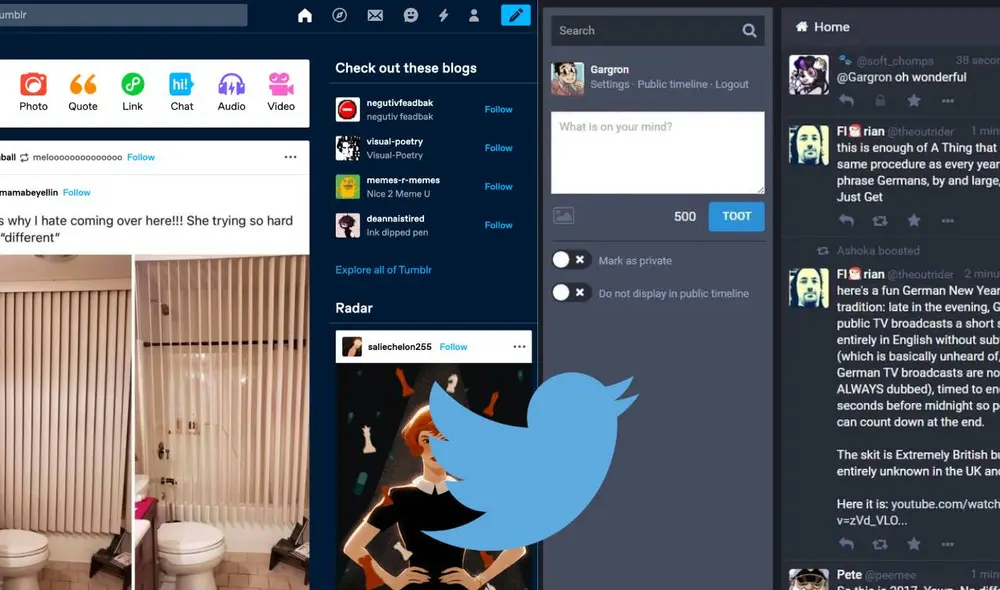 Varias redes sociales poseen las mismas funciones y utilidades de Twitter. Foto: composición LR/Wired UK/Garbage Day/Cultiva Cultura Varias redes sociales poseen las mismas funciones y utilidades de Twitter. Foto: composición LR/Wired UK/Garbage Day/Cultiva Cultura