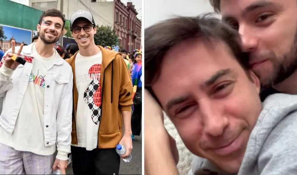 Bruno Ascenzo y Adrián Bello asistieron a la Marcha del Orgullo, el último sábado 1 de julio en el Centro de Lima. Foto: Composición LR/Adrián Bello/Instagram