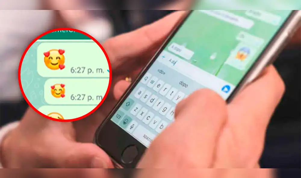 WhatsApp permite a sus usuarios enviar emojis en miniatura. Foto: composición LR/MuyComputer/captura de WhatsApp