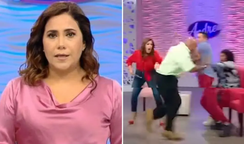 Andrea Llosa en aprietos por enfrentamiento de sus invitados en el set de televisión. Foto: composición LR/captura de ATV