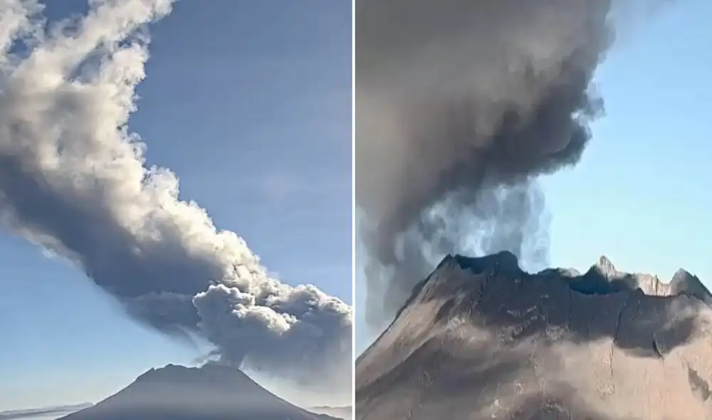Nueva explosión con emisión de cenizas en el volcán Ubinas. Foto: composición LR/Ingemmet - Video: Ingemmet