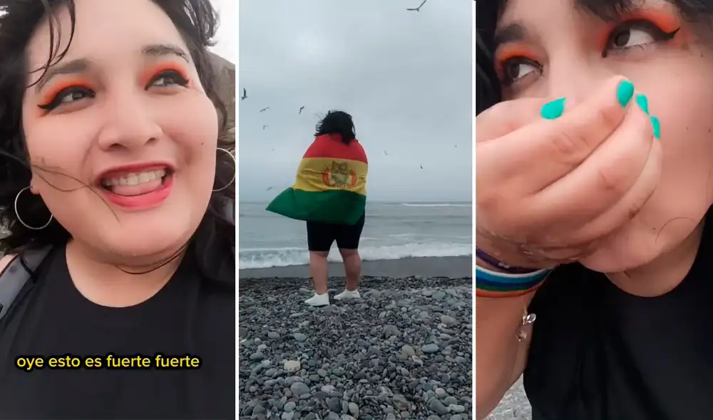 Se sorprendió al ver la fuerza de la corriente del mar. Foto: composición LR / capturas de TikTok / @SaraHandreaSanabria Se sorprendió al ver la fuerza de la corriente del mar. Foto: composición LR / capturas de TikTok / @SaraHandreaSanabria