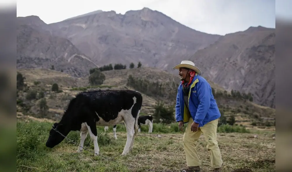 Casi abandonado. Tomás señala que no le tiene miedo al volcán y no se moverá hasta que haya un plan de reasentamiento. Foto: La República