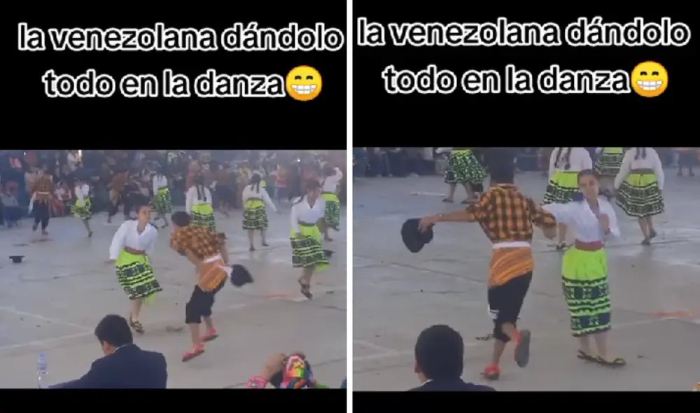 Los jóvenes demostraron la hermandad entre Perú y Venezuela. Foto y video: @baby06_girl06/TikTok