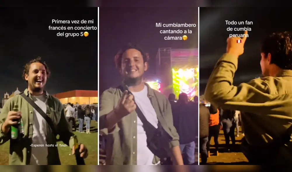 El extranjero disfrutó de las canciones del Grupo 5. Foto: composición LR/TikTok/@karlotaysamuelito
