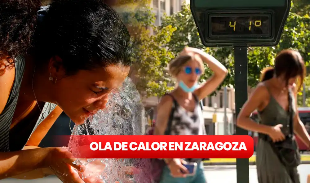 Zaragoza vive una ola de calor extrema en su territorio, según informes de Aemet. Foto: EFE/composición LR