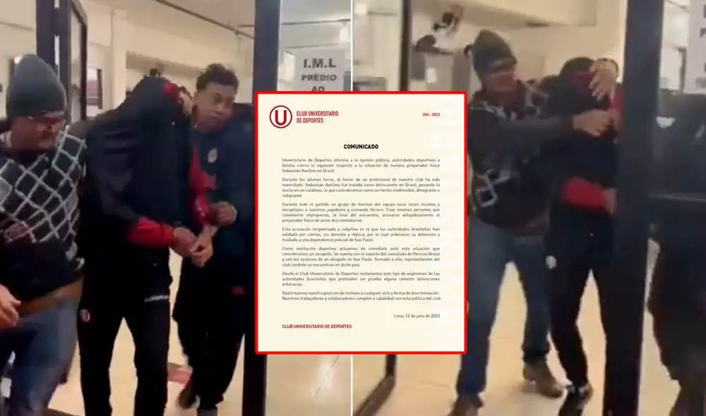 El cuadro crema se pronunció tras la detención de su preparador físico en Brasil. Foto: Twitter/Universitario