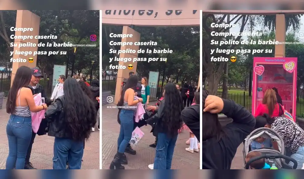 El joven hizo todo un negocio frente a la caja de "Barbie" en Miraflores. Foto: composición LR/captura/@Enlamaternidadhermanas/TikTok El joven hizo todo un negocio frente a la caja de "Barbie" en Miraflores. Foto: composición LR/captura/@Enlamaternidadhermanas/TikTok