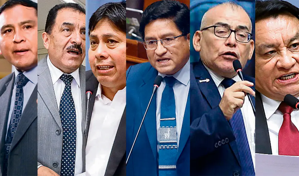 Congresistas Flavio Cruz (Perú Libre), Edgard Reymundo (CD), Paul Gutiérrez (BM), Elías Varas (PB), José Arriola (AP), José Luna (Podemos Perú). Foto: difusión Congresistas Flavio Cruz (Perú Libre), Edgard Reymundo (CD), Paul Gutiérrez (BM), Elías Varas (PB), José Arriola (AP), José Luna (Podemos Perú). Foto: difusión