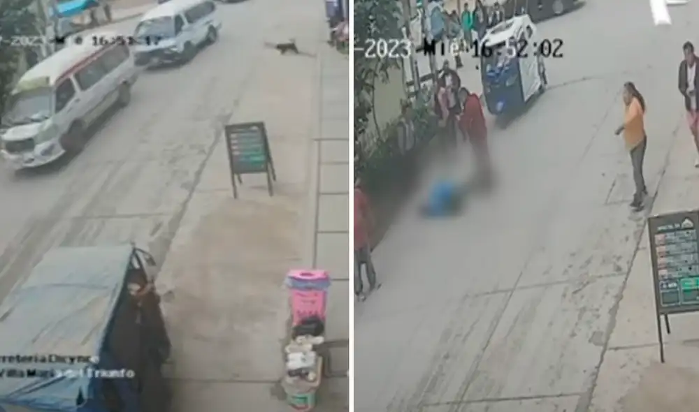 La combi de placa F8S043 intenta pasar a otro vehículo. Foto: composición LR/Panamericana/Video: Panamericana La combi de placa F8S043 intenta pasar a otro vehículo. Foto: composición LR/Panamericana/Video: Panamericana