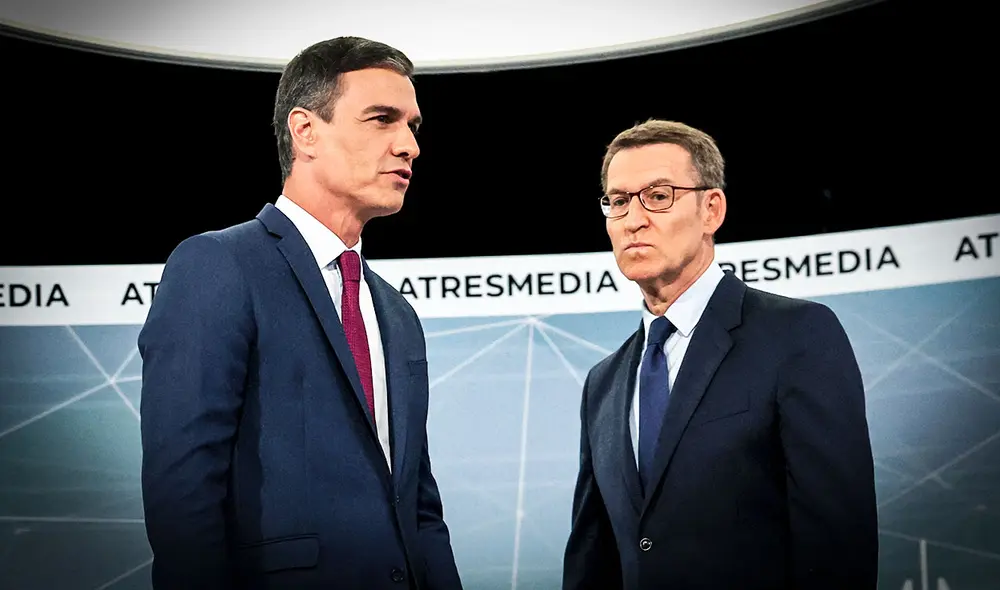 El actual presidente del PSOE, Pedro Sánchez, y el líder del derechista Partido Popular, Alberto Núñez Feijoo, se enfrentaron en un debate previo a las elecciones generales del próximo 23 de julio en España. Foto: composición LR/AFP El actual presidente del PSOE, Pedro Sánchez, y el líder del derechista Partido Popular, Alberto Núñez Feijoo, se enfrentaron en un debate previo a las elecciones generales del próximo 23 de julio en España. Foto: composición LR/AFP