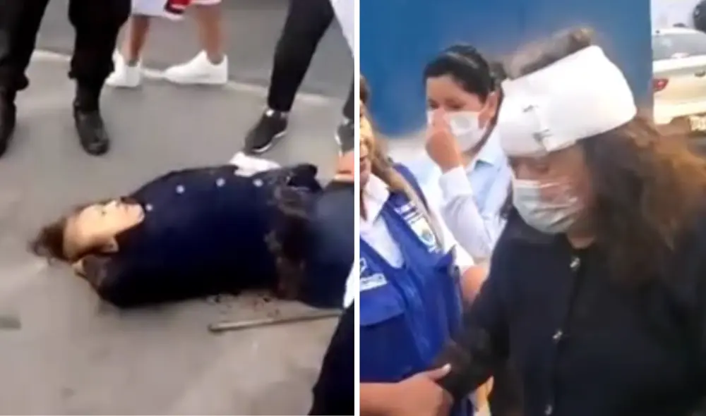 Mujer recibe duro golpe en la cabeza mientras esperaba una combi en el paradero. Foto: composición LR