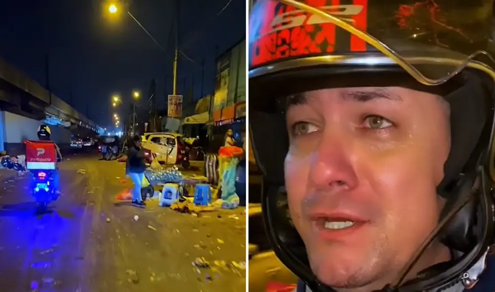 Repartidor queda aterrado luego de hacer una entrega en una de las zonas más movidas del Cercado de Lima. Foto: composición LR - Video: TikTok
