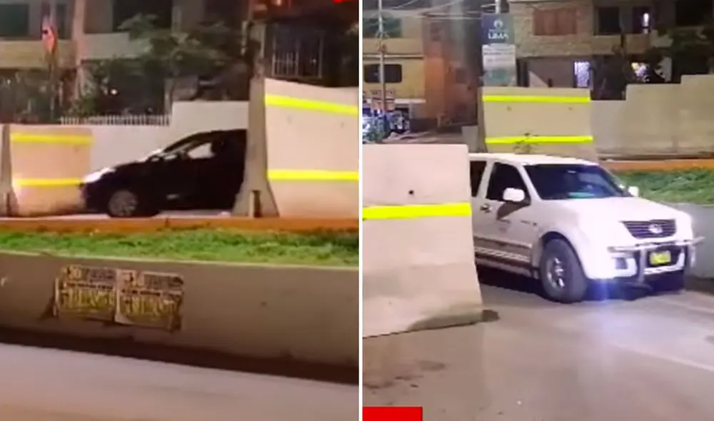 Autos siguen circulando por la vía Pasamayito. Foto: composición La República/capturas Exitosa - Video: Exitosa