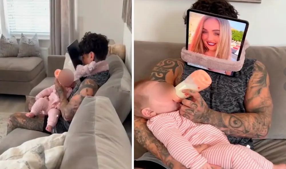 La bebé miraba atentamente la foto de su mamá. Foto: composición LR/@Videlotv/TikTok La bebé miraba atentamente la foto de su mamá. Foto: composición LR/@Videlotv/TikTok