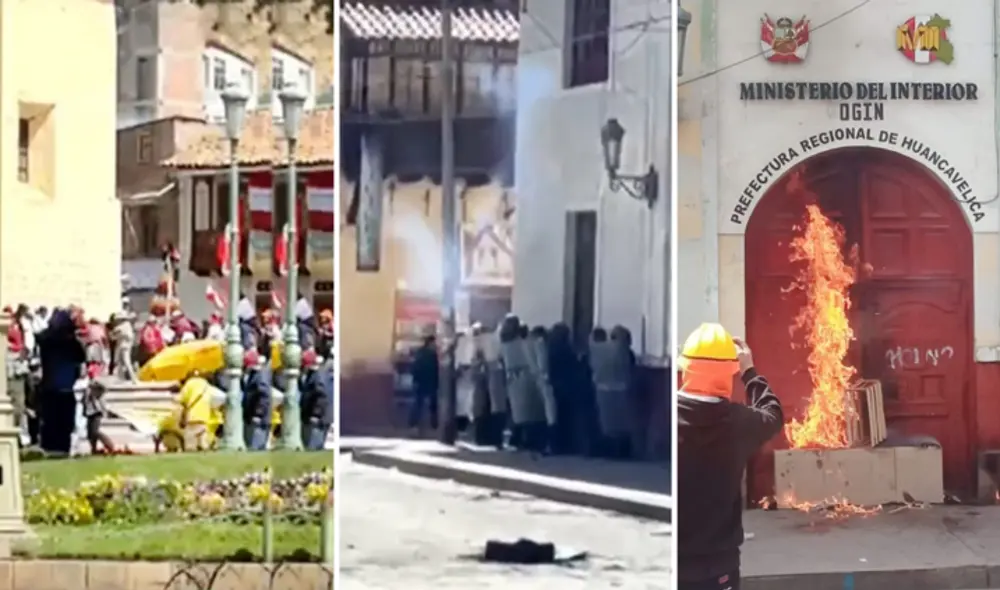 Hechos se registran por inmediaciones de la Prefectura de Huancavelica. Foto: composición LR/ captura de Canal N - Video: Canal N Hechos se registran por inmediaciones de la Prefectura de Huancavelica. Foto: composición LR/ captura de Canal N - Video: Canal N