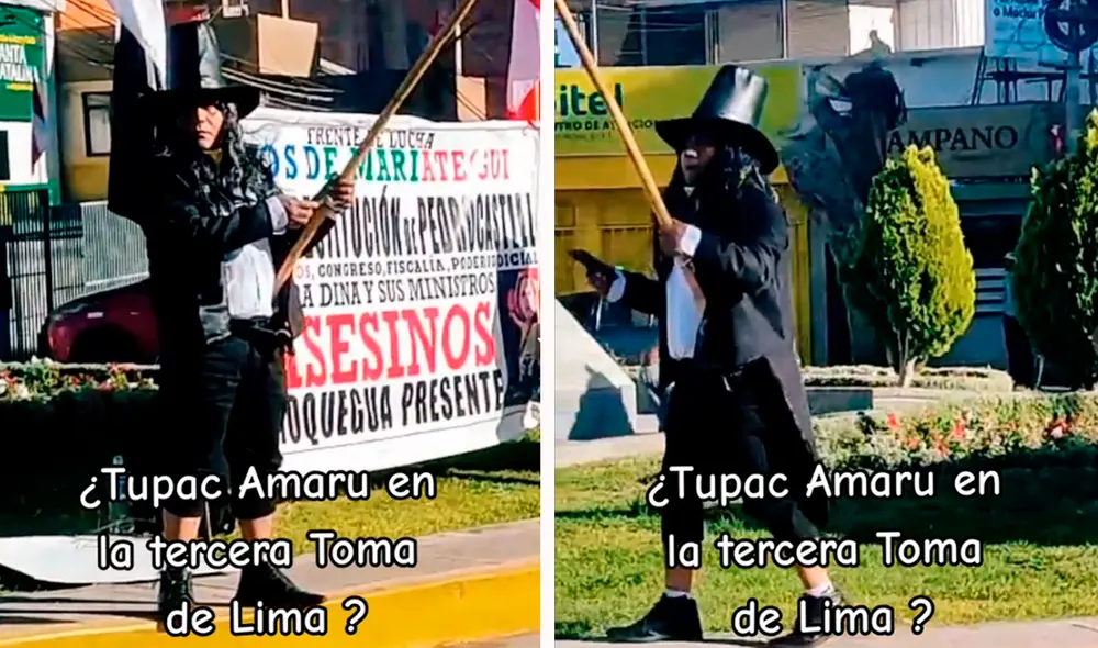 Usuarios aplaudieron la gran creatividad de los manifestantes. Foto: composición LR/@Uberthhuayhua/TikTok Usuarios aplaudieron la gran creatividad de los manifestantes. Foto: composición LR/@Uberthhuayhua/TikTok