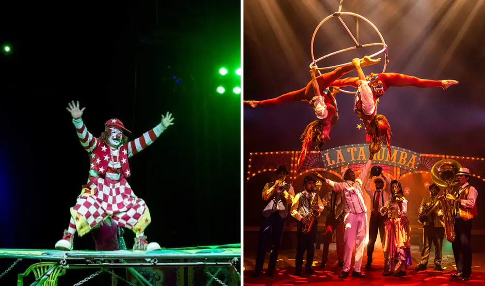Payasos, malabaristas, trapecistas, dinosaurios, Mario Bros y más, en los circos que están en Lima para agosto 2023. Foto: composición LR/Circo Montecarlo/La Tarumba