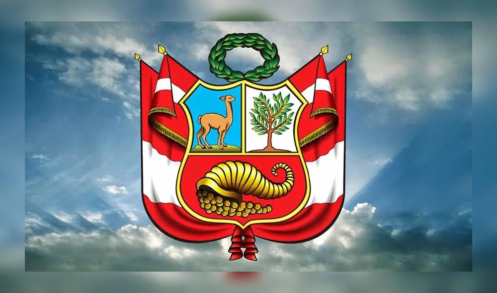 La cornucopia derramando monedas, la quina y la vicuña son los elementos principales del escudo nacional. Foto: difusión La cornucopia derramando monedas, la quina y la vicuña son los elementos principales del escudo nacional. Foto: difusión