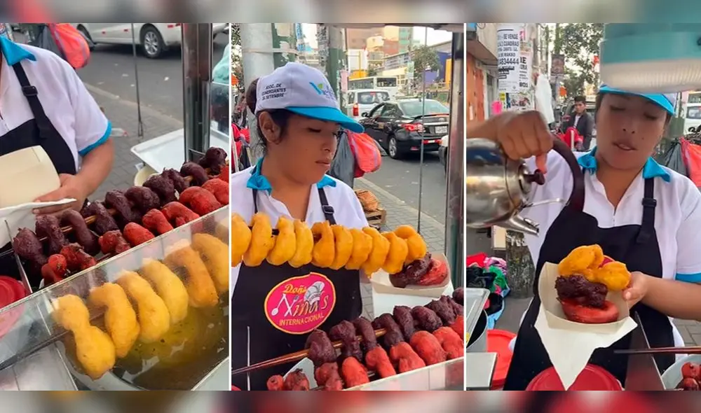 La mujer vende los picarones en Gamarra. Foto: composición LR/TikTok/@mulatitaperuana La mujer vende los picarones en Gamarra. Foto: composición LR/TikTok/@mulatitaperuana