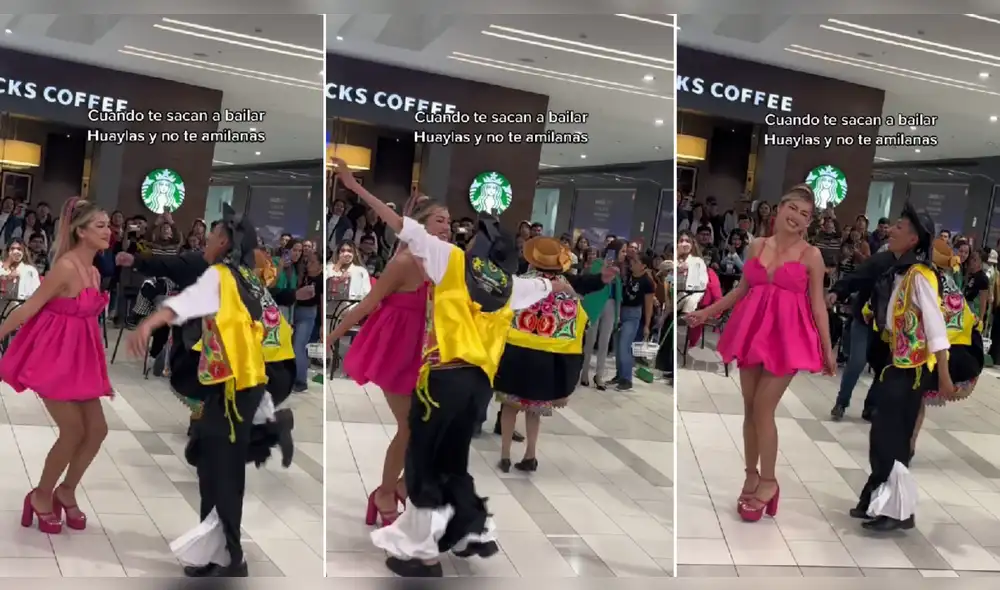 La 'Barbie peruana' se mostró orgullosa de sus raíces al bailar Huaylas. Foto: composición LR/@neapaz96 - Video: @neapaz96