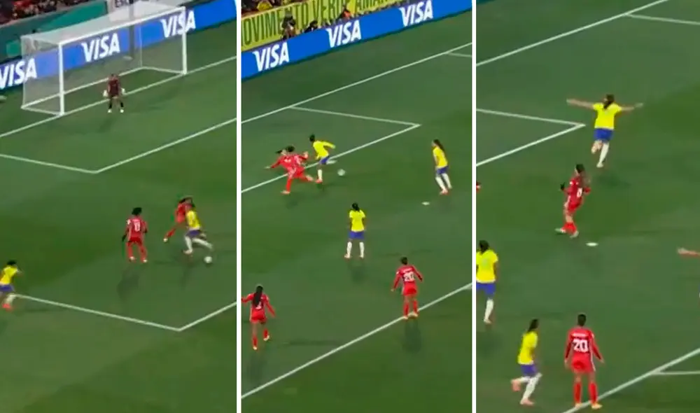 Beatriz Zaneratto anotó un golazo en la goleada de Brasil ante Panamá. Foto: captura de DSports