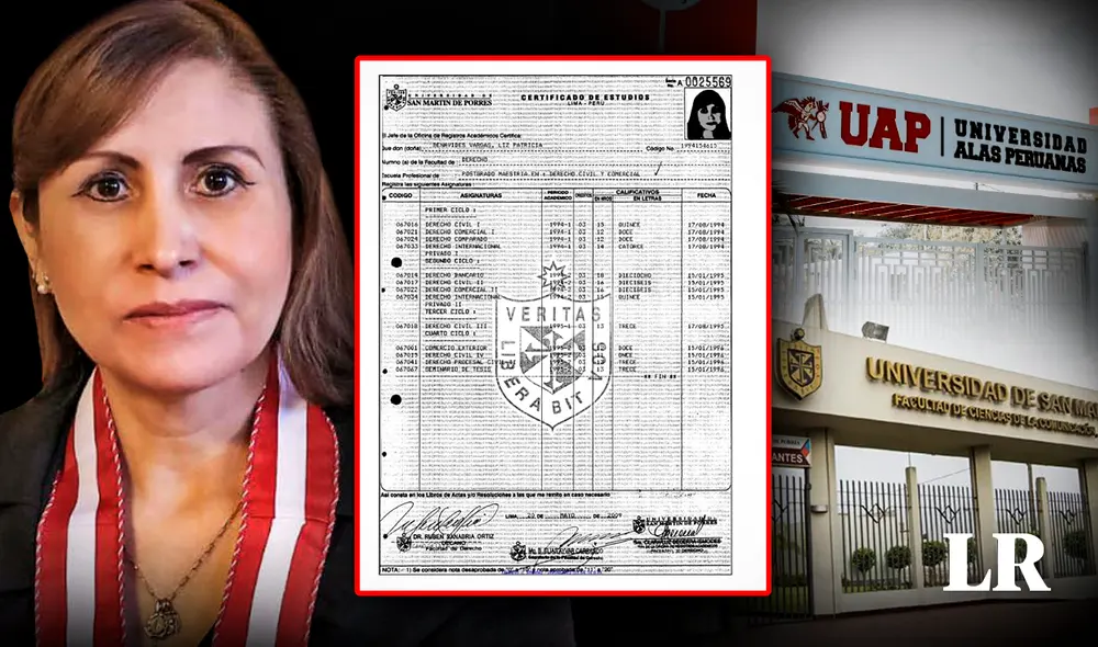 Patricia Benavides y su certificado de Estudios de la USMP. Foto: composición de Fabrizio Oviedo/La República Patricia Benavides y su certificado de Estudios de la USMP. Foto: composición de Fabrizio Oviedo/La República