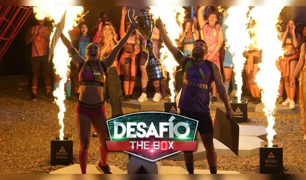 Aleja y Sensei alzaron la copa de campeones y se convierten en los nuevos ganadores de 'Desafío the box'. Foto: composición LR/Caracol Tv