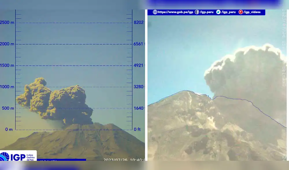 Captura de la reciente explosión del volcán Ubinas. Foto: IGP