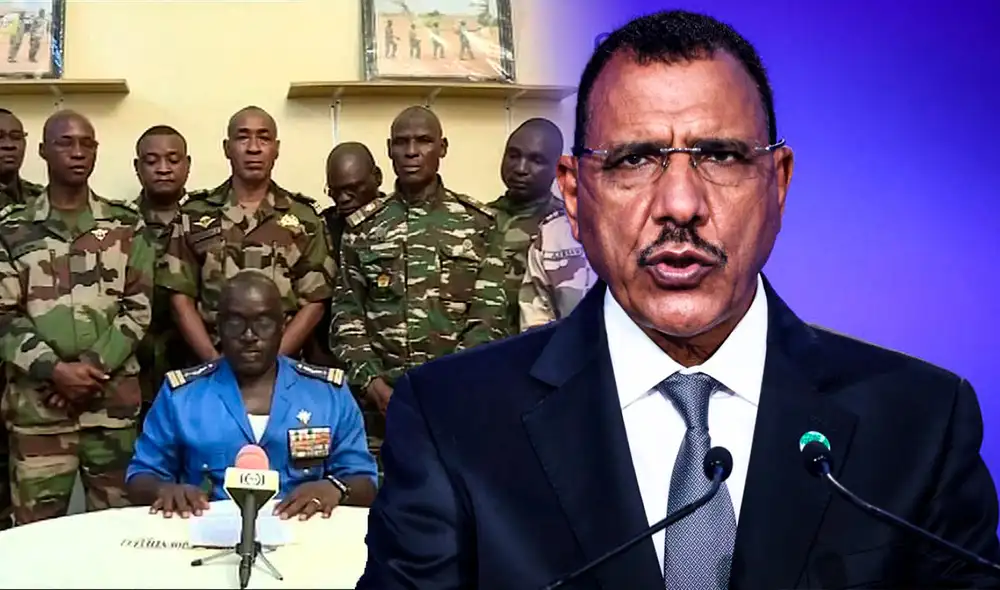 Militares de Níger aseguraron el miércoles por la noche que habían tumbado el Gobierno del presidente Mohamed Bazoum. Foto: composición LR/AFP -Video: ADN40/Twitter Militares de Níger aseguraron el miércoles por la noche que habían tumbado el Gobierno del presidente Mohamed Bazoum. Foto: composición LR/AFP -Video: ADN40/Twitter