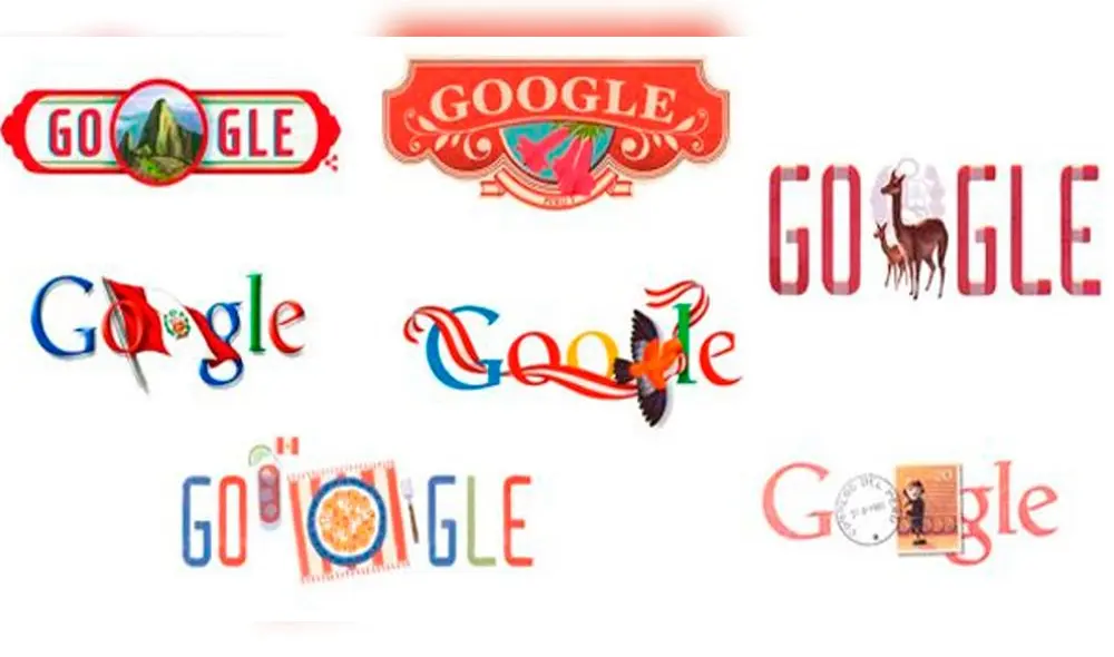 Algunos de los doodle dedicados a la independencia del Perú. Foto: notiviajeros / MediaLab-UNMSM