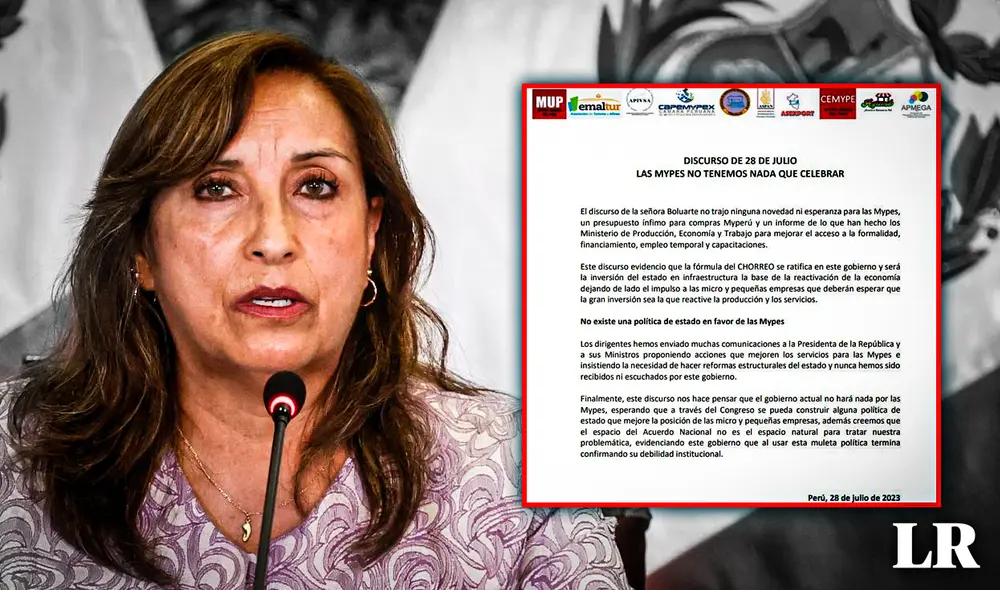 “Este discurso nos hace pensar que el Gobierno actual no hará nada por las Mypes”, advirtieron gremios de mypes tras discurso presidencial. Foto:Composición/LR