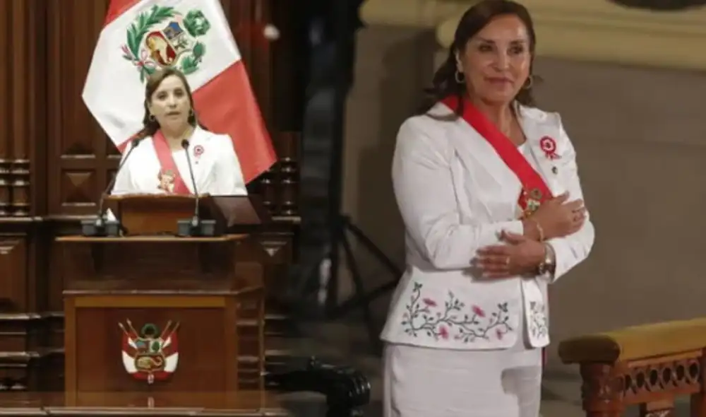 Dina Boluarte y el conjunto que usó para el mensaje a la nación 2023. Foto: Antonio Melgarejo - Carlos Félix/ LR Dina Boluarte y el conjunto que usó para el mensaje a la nación 2023. Foto: Antonio Melgarejo - Carlos Félix/ LR