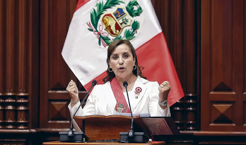 Dina Boluarte leyó un mensaje de 72 páginas. Foto: Antonio Melgarejo/La República