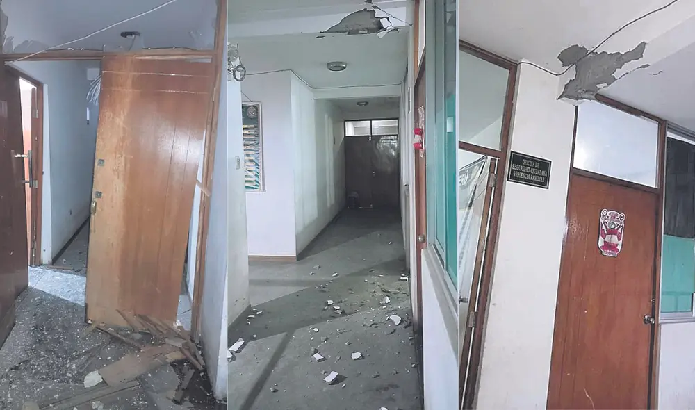 Daños. Tras explosión, la comisaría terminó con puertas, muebles y vidrios destruidos. Foto: difusión