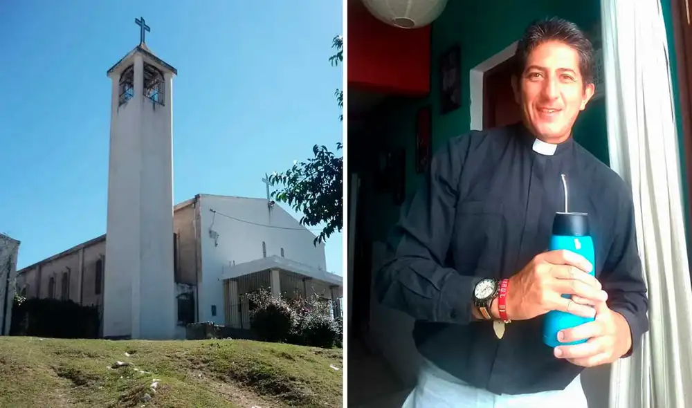 El cura Juan Eduardo Jotayan tuvo que retirar a golpeas a un ladrón que ingresó a su iglesia. Foto: composición LR/Los Andes/@JotayanJuan/Twitter