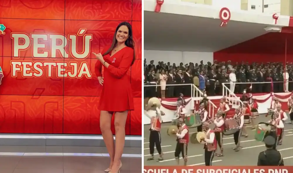 Lorena Álvarez demostró sus dotes para el canto en la parada militar por Fiestas Patrias. Foto: composición LR/Latina - Video: Latina