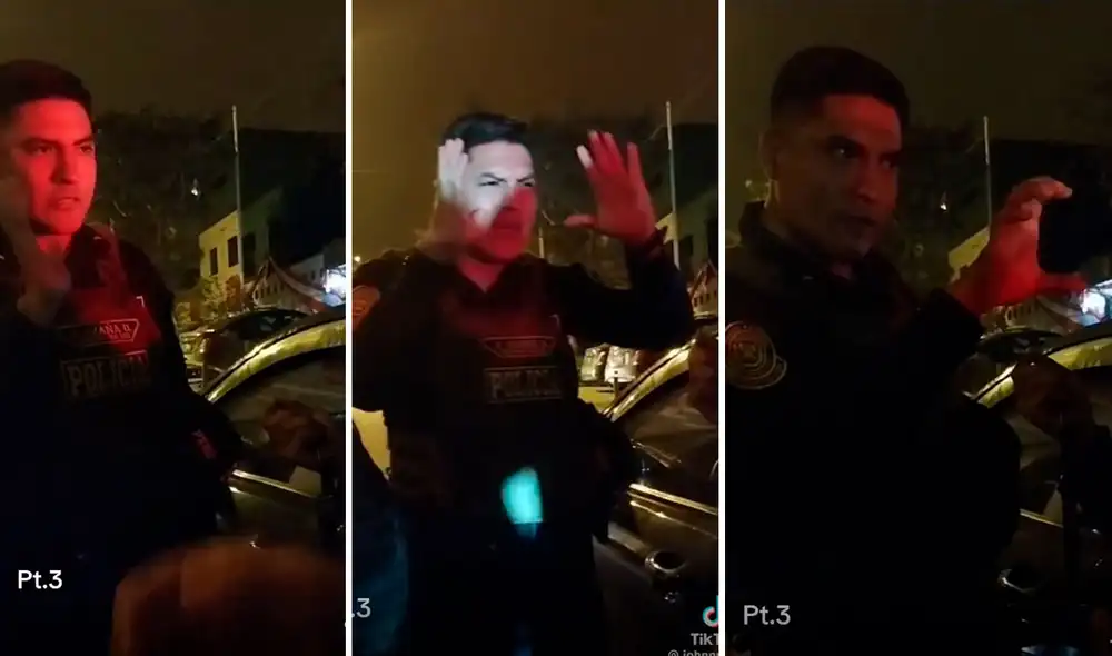 Policía se mostró agresivo en todo momento. Foto y video: Johnnn_be/Tiktok Policía se mostró agresivo en todo momento. Foto y video: Johnnn_be/Tiktok