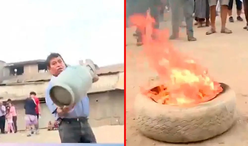 Los balones de gas explotan cuando son sometidos a una temperatura igual o superior a los 450 °C. Foto: composición LR/captura de Panamericana - Video: Panamericana Los balones de gas explotan cuando son sometidos a una temperatura igual o superior a los 450 °C. Foto: composición LR/captura de Panamericana - Video: Panamericana