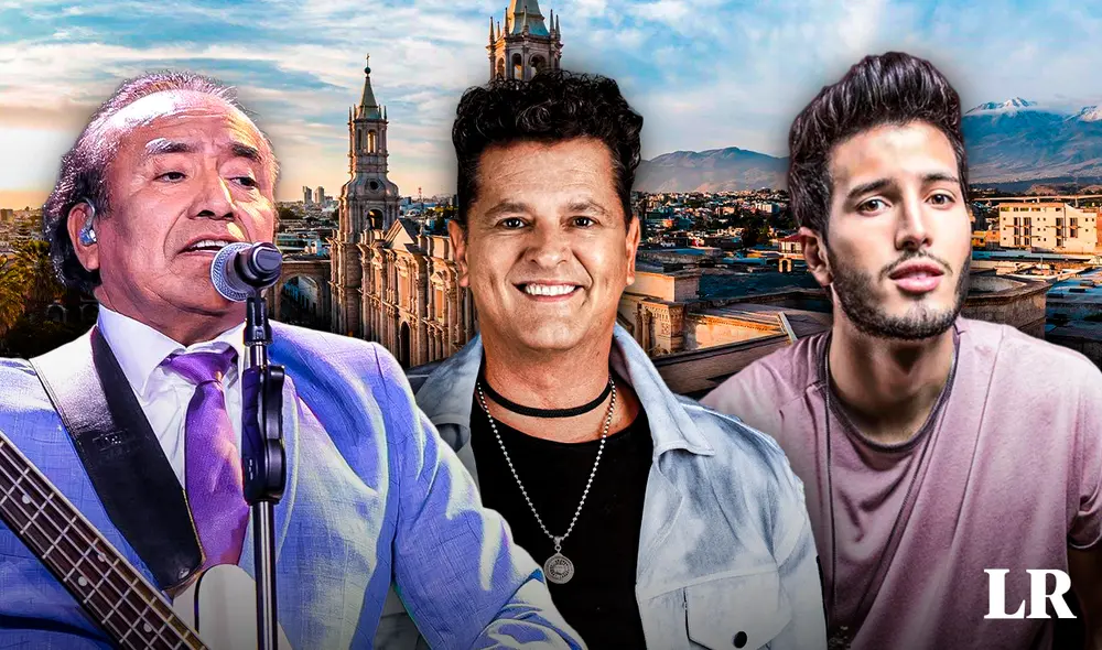 Consolidados artistas se encargarán de deleitar a los arequipeños. Foto: composición LR/Agua Marina/Carlos Vives/Sebastián Yatra/peru.travel